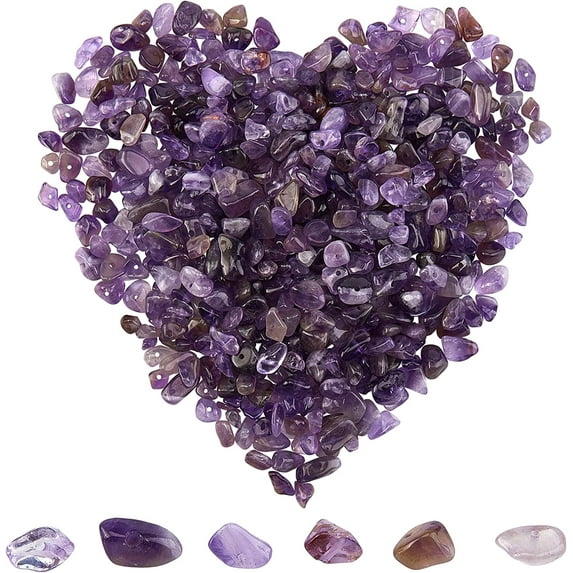1 Box 400Pcs Amethyst Chips Beads 5-8mm Long Amethyst Chips with Holes Irregular Chips Stone Beads Gemstone Semi Precious for DIY Jewelry Making Bracelet Necklace colorful