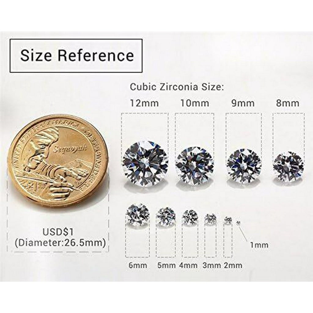 1000pcs 5A White Cubic Zirconia Loose Stones CZ Round Gems For Jewelry Making DIY
