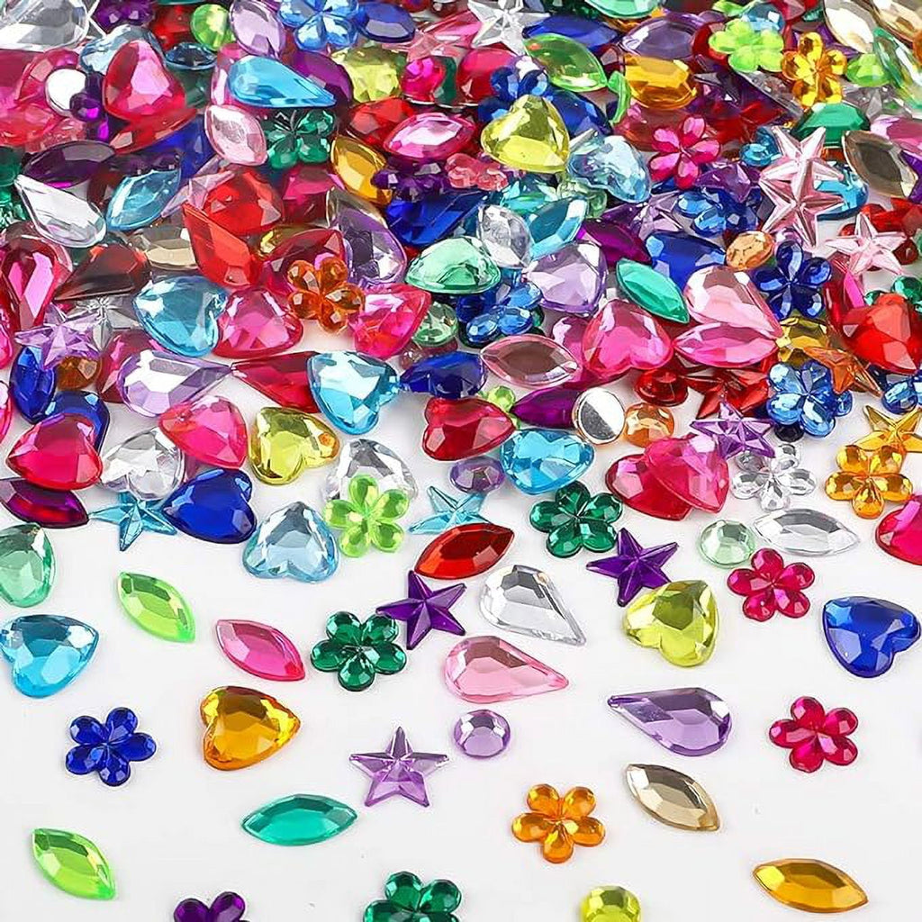 Craft Gemstone Acrylic Flatback Rhinestones Jewels for Crafting Embellishments Gems, 6 Shapes, 6-13mm,600pcs